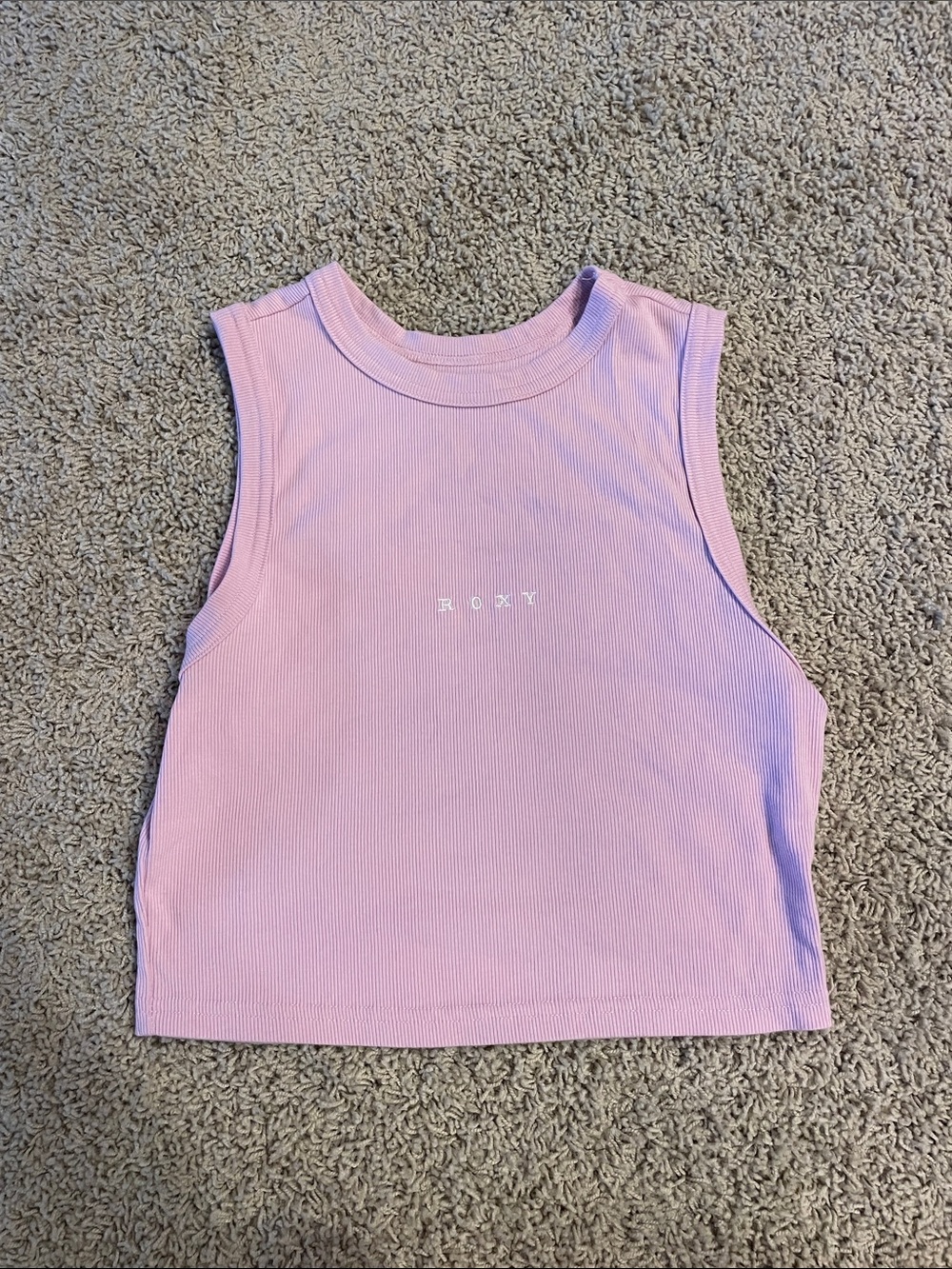 Roxy Light Pink Ribbed Crop Tank Top